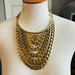 Stella & Dot Draped Sierra Bib Collar Gold Necklace Worn once